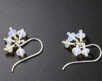 Boucles d’oreilles authentiques Ethiopian Opal Cluster Dangle Sterling Silver Earrings, Boucles d’oreilles Opale, Boucles d’oreilles Welo Opal