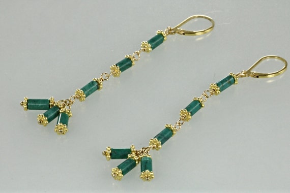 Green Turquoise Earrings, Cluster Dangle Earrings, Turquoise Earrings, Gold-filled Earrings, Turquoise Dangle Earrings, Cluster Earrings