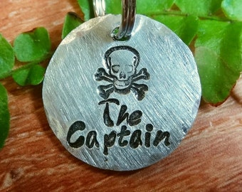 Tiny Cat Tag, Pirate Dog Tag, Pet ID Tag, Extra Small Dog Tag, Pirates Caribbean, POTC, Skull and Crossbone Captain Jacks