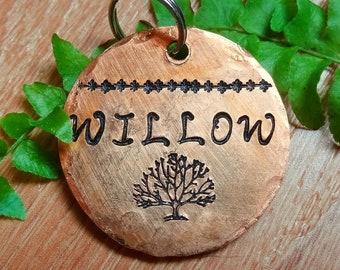 Copper Dog Tag, Tree Dog Tag,Willow, Personalized Dog ID, Personalized Dog Tag,Pet ID Tag,Dog Name Tag, Dog Collar Tag, Pet Name Tag, Forest