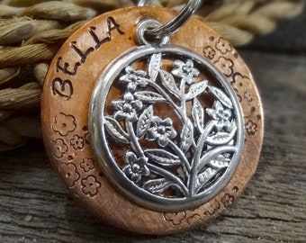 Flower Dog Tag, Pet ID Tag, Personalized Dog Tag, Dog Collar Tag, Dog ID Tag, Dog Name Tag, Floral, Daisy, Daisey, Lily, Wildflowers