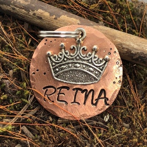 Princess Dog Tag, Doublesided Tag, No Jingle,Copper Pet ID Tag,Queen KING Prince Dog Collar Name Tag Personalized Cat Tag,Crown, Spoiled Dog