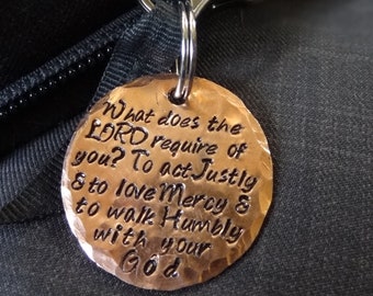 Life Verse Pendant, Custom Christian Jewelry, Personalized Scripture Verse, Stamped Word Disc, Scripture Jewelry, Scripture Tag