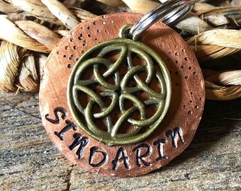 Celtic ID Tag For Cat or Small Dog, Copper Celtic Knot Pet Collar Tag Personalized Cat Tag, Irish, Ireland