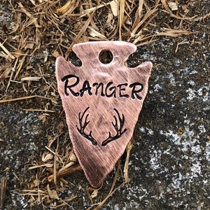 Arrowhead Dog Tag,Personalized Antler Hunting Dog Collar Tag,Dog tag for dogs,Dog ID Tag, Archery, Outdoors, Mountains, Sheds, Arrow dog tag