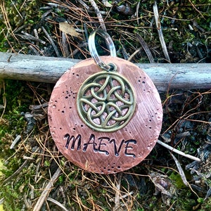 Celtic Dog Tag, Copper Dog Tag For Dogs, Dog Collar Tag, Personalized Dog Name Tag, Irish Dog Tag, Celtic Knot, Pet ID, Pet Name Tag
