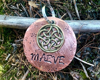 Celtic Dog Tag, Copper Dog Tag For Dogs, Dog Collar Tag, Personalized Dog Name Tag, Irish Dog Tag, Celtic Knot, Pet ID, Pet Name Tag