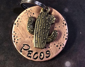 Cactus Dog or Cat Tag, Pet ID Tag Personalized Dog Tag for Dogs, Western dog tag, arizona dog tag, mexico, saguaro, cacti