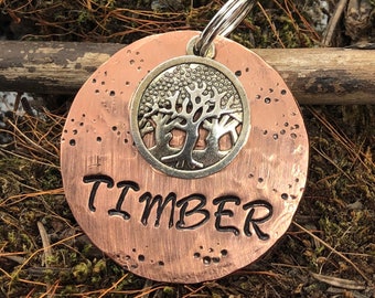 Tree Dog Tag, Timber, Willow, Aspen, Copper Dog Tag, Personalized Dog Tag, Pet ID Tag,Dog Name Tag,Dog Collar Tag,Pet Name Tag