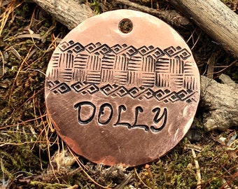Copper Dog Tag, Dog tag for dogs, Pet ID Tag, Dog Tag, Lost Dog Tag, Stamped Dog Tag, Pet Name Tag,Dog Name Tag,Stamped Metal,Stamped Copper