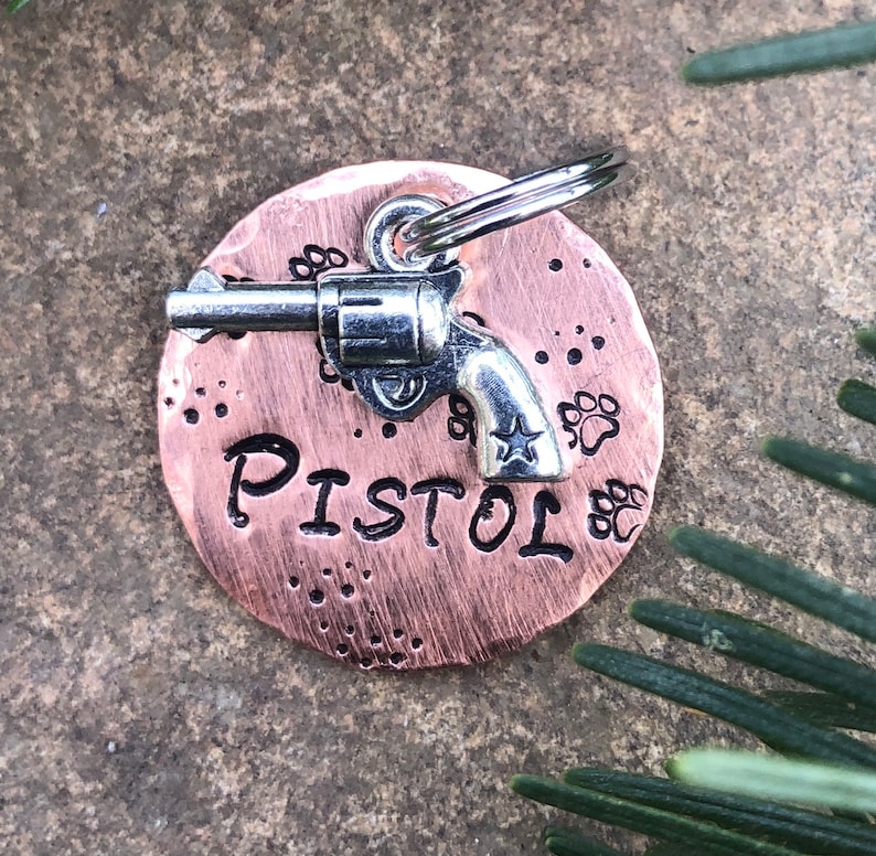 Small Gun Dog or Cat Tag, Pet ID Tag Pistol Revolver Personalized Dog Tag for Dogs, Smith & Wesson, Glock, Bullet, Ruger, Capone, Kimber, image 4