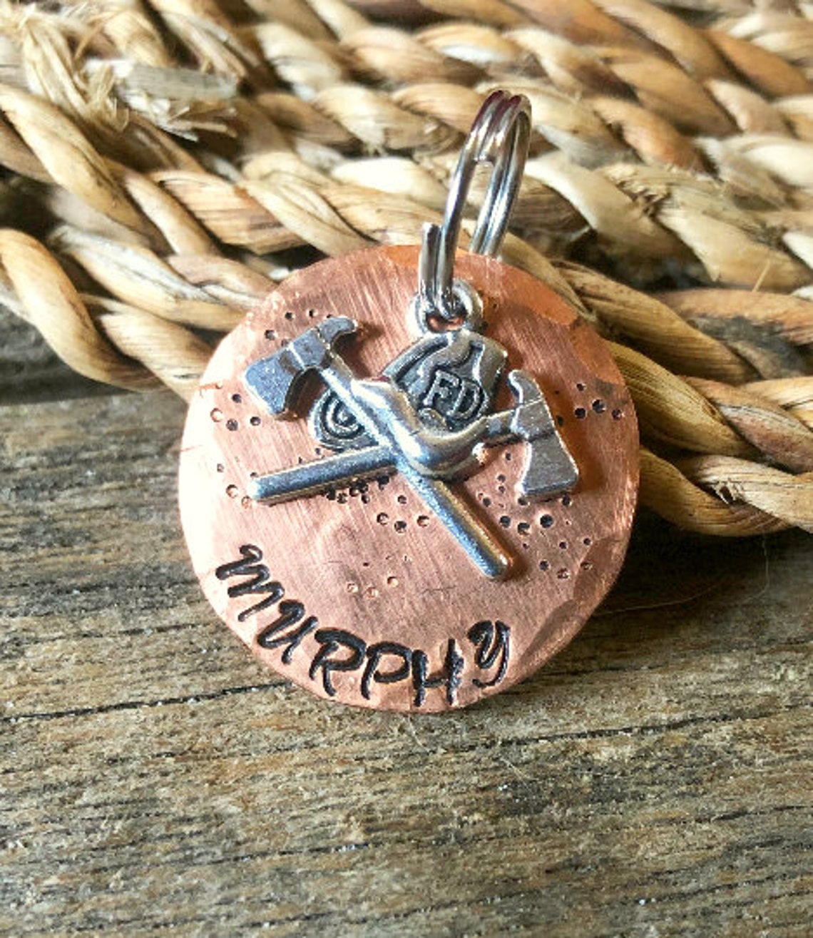 Firefighter Dog Tag Copper Dog Tag Personalized ID for Dog Etsy