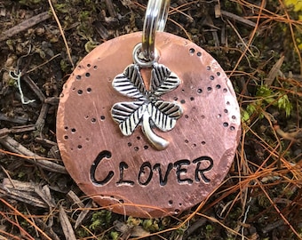 Shamrock Dog Tag, Pet ID Tag, Clover Dog Tag, Cat ID Tag, Personalized Dog Tag, Dog Collar Tag, Irish Name Tag, ID Tag, Lucky Ireland Reilly