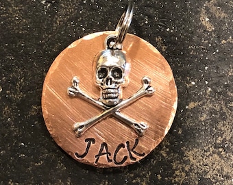 Pirate Dog Tag,Skull Dog Collar Tag,Dog Name Tag,Pet ID Tag,Nautical,Beach,Landshark,POTC,Ocean,Pet Name Tag,Dog ID