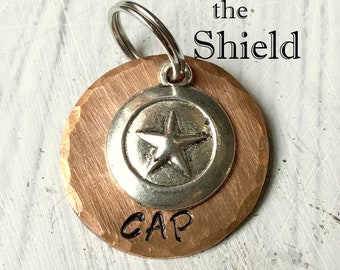 Star Dog Tag, Captain America Pet ID Tag, Copper Dog Tag, Cat ID, Personalized Dog Tag, Dog Name Tag, Dog Collar Tag, Pet Name tag
