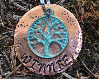 Celtic Dog Collar Tag, Tree of Life Copper Dog Tag, Personalized Dog Tag, Dog Tag for Dogs Name Forest Willow Oakley Aspen Maple Oak Tree