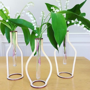 Test Tube Vases, Wood Bud Vases, Minimalist Decor, Floral Arrangements, Floral Accessory, Wedding Center Piece, Floral Center Piece