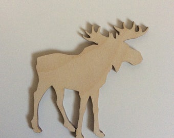 Moose Wood Shape, Wooden Animal Blanks, Laser cut Wooden Moose,  Wooden Blanks