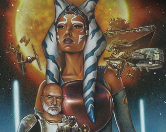 Ahsoka Tano 12x18 Poster Print - Original Poster Design of the Togruta Jedi from Star Wars The Clone Wars and Star Wars Rebels