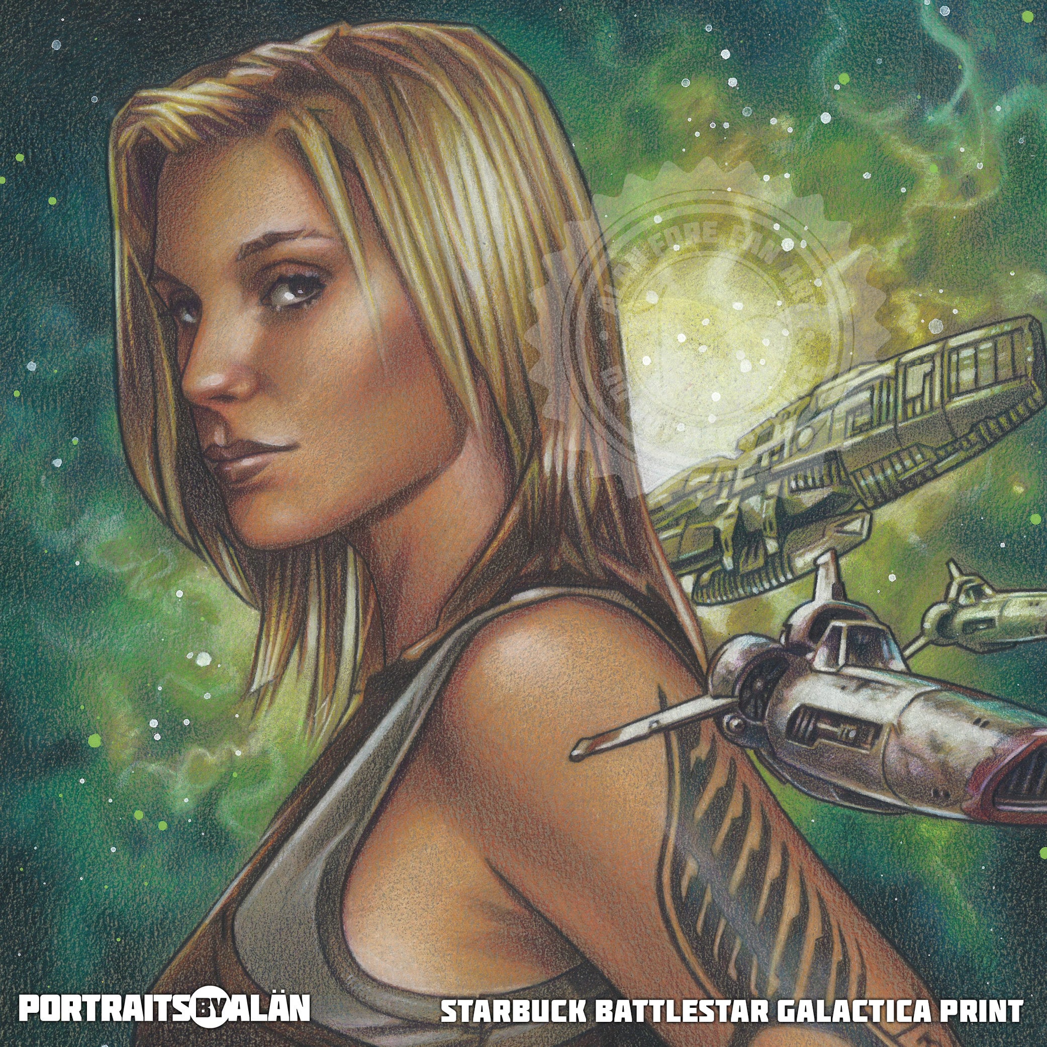Starbuck 8x12 Print - Original Battlestar Galactica Fan Art of Katee ...