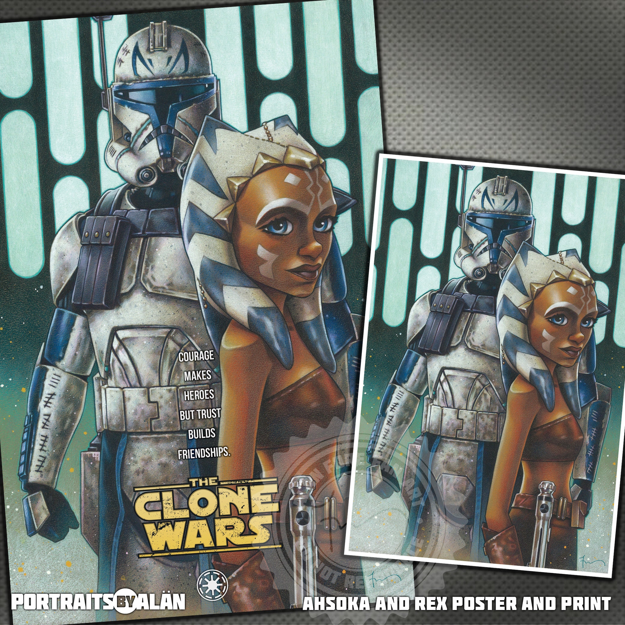 Captain Rex and Ahsoka Tano 12x18 Poster and 8x12 Print - Fan Art