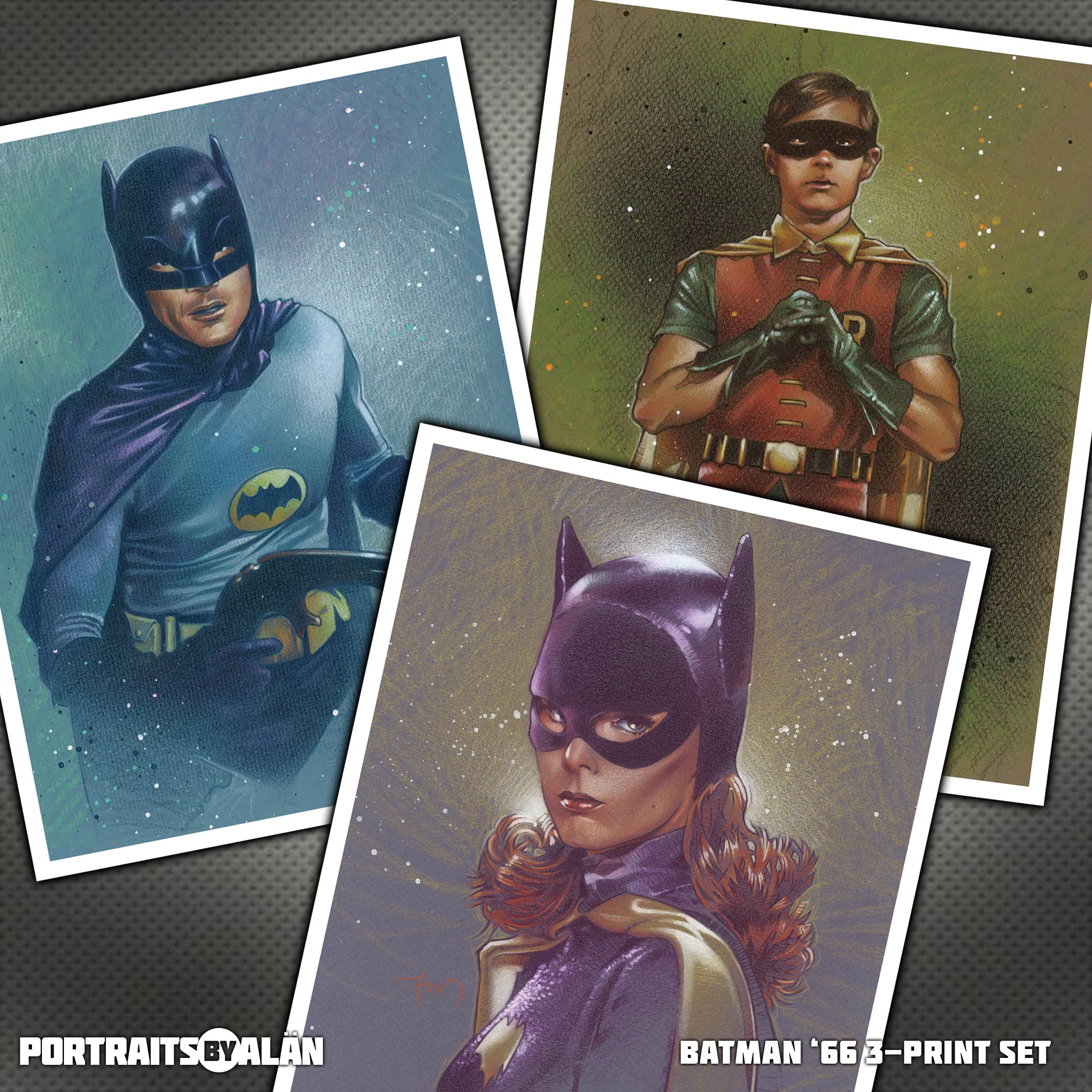 Batman Robin and Batgirl '66 High Quality Portrait Art - Etsy