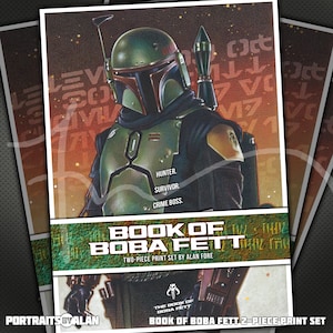 Book of Boba Fett 2-Piece Print Set - Custom Packaged Portrait Set of Boba Fett and Fennec Shand from The Mandalorian and Bad Batch