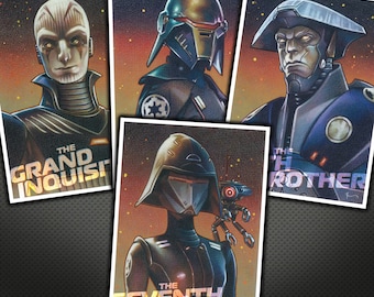 Inquisitors 4-Piece Print Set - Original Portraits of the Grand Inquisitor, Second Sister, Fifth Brother and Seventh Sister - Star Wars Art