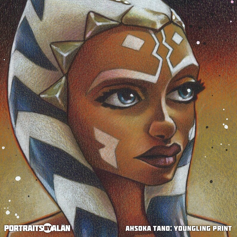 Ahsoka Tano Youngling Color Portrait of the Togruta Jedi Etsy