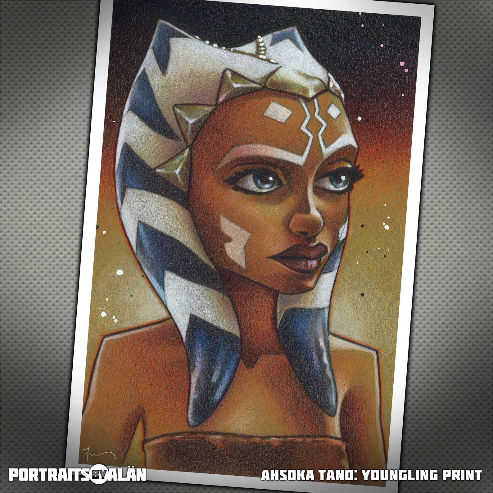 Ahsoka Tano Youngling Color Portrait of the Togruta Jedi Etsy Finland
