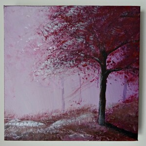 Modern Art Tree Landscape Painting Original Surreal Silver on Canvas Acrylic Abstract Art MADE-TO-ORDER