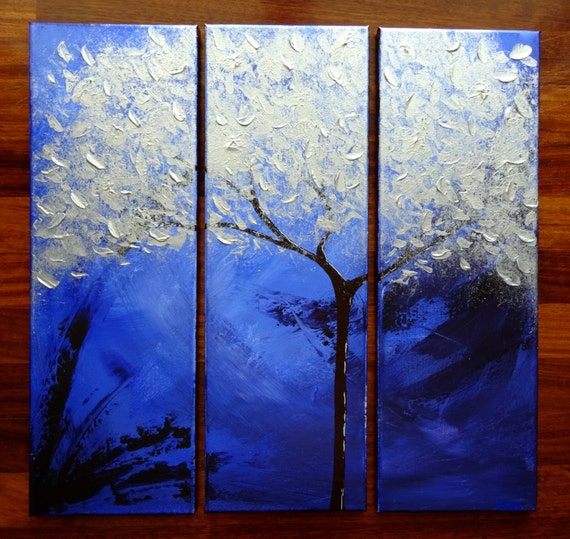 Medium Size Acrylic Paint on Canvas. Original Painting. Tree and Landscape.  Painting to Hang on the Wall. Art Gift. 