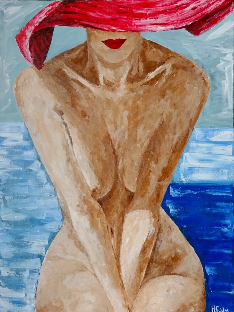 Chapeau Nude Peinture Moderne Peinture Nue Femme Erotic Art Etsy