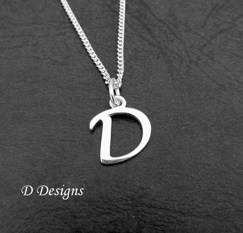 Initial D Necklace Sterling Silver Personalised Letter Etsy