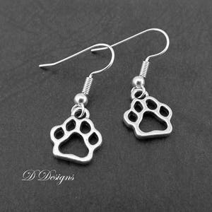 Silver Paw Earrings Sterling Silver Pet Lovers Gift