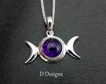 Natural Amethyst Point with 925 silver chain Pagan Wicca Druid Jewellery Gift Natural Amethyst Point with 925 silver chain Pagan Wicca Druid Jewellery Gift