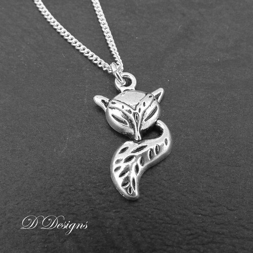 Silver Fox Necklace Silver Fox Pendant Silver Charm Etsy