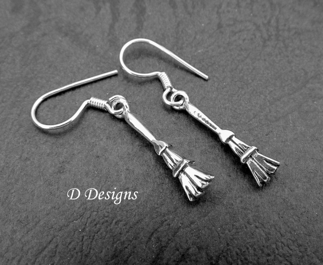 Broom Earrings, Sterling Silver Besom Earrings, Wiccan Pagan Jewellery Gifts Etsy UK
