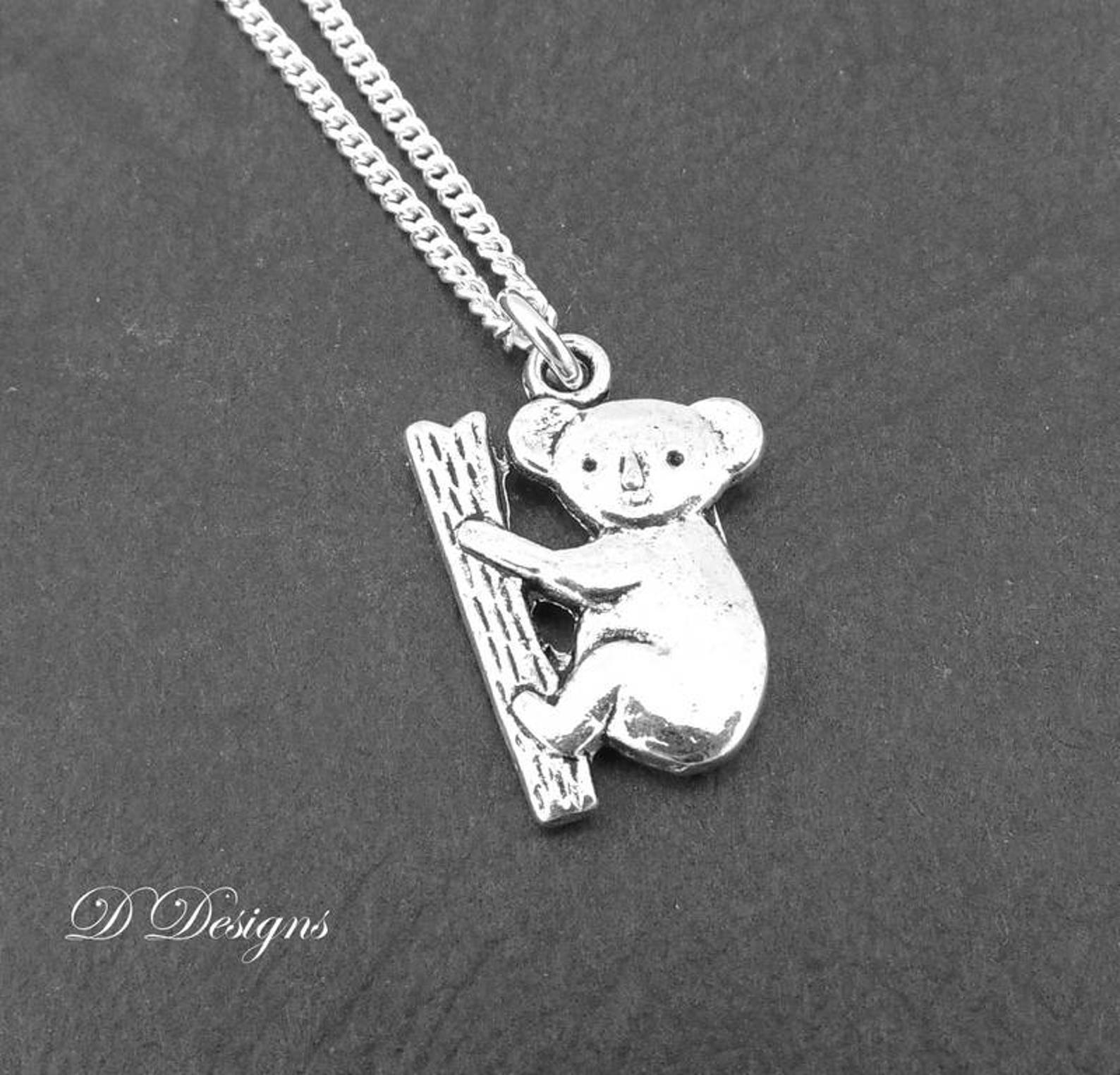 Koala Necklace Silver Koala Pendant Silver Charm Necklace Etsy