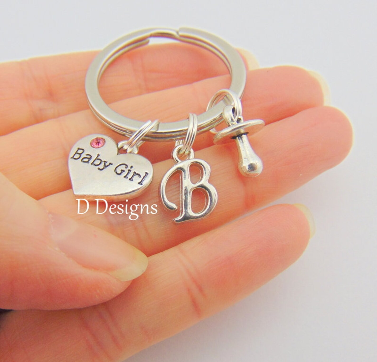 Baby Girl Keyring Key Ring Personalised New Born New Mum Dad Etsy