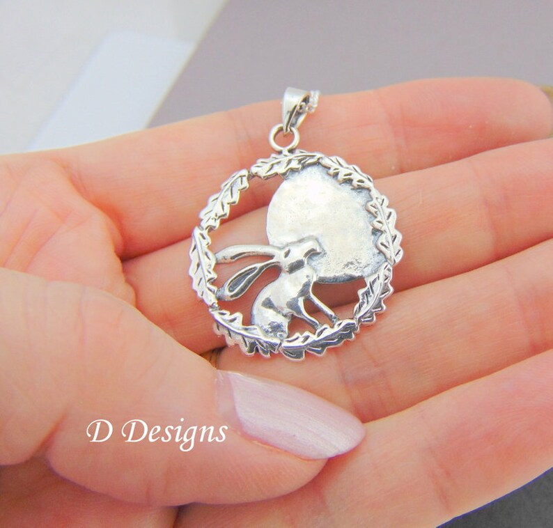 Hare Necklace Sterling Silver Moon Gazing Hare Pendant Jewellery