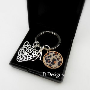 Leopard and Print Key Ring, Personalised Animal Gifts