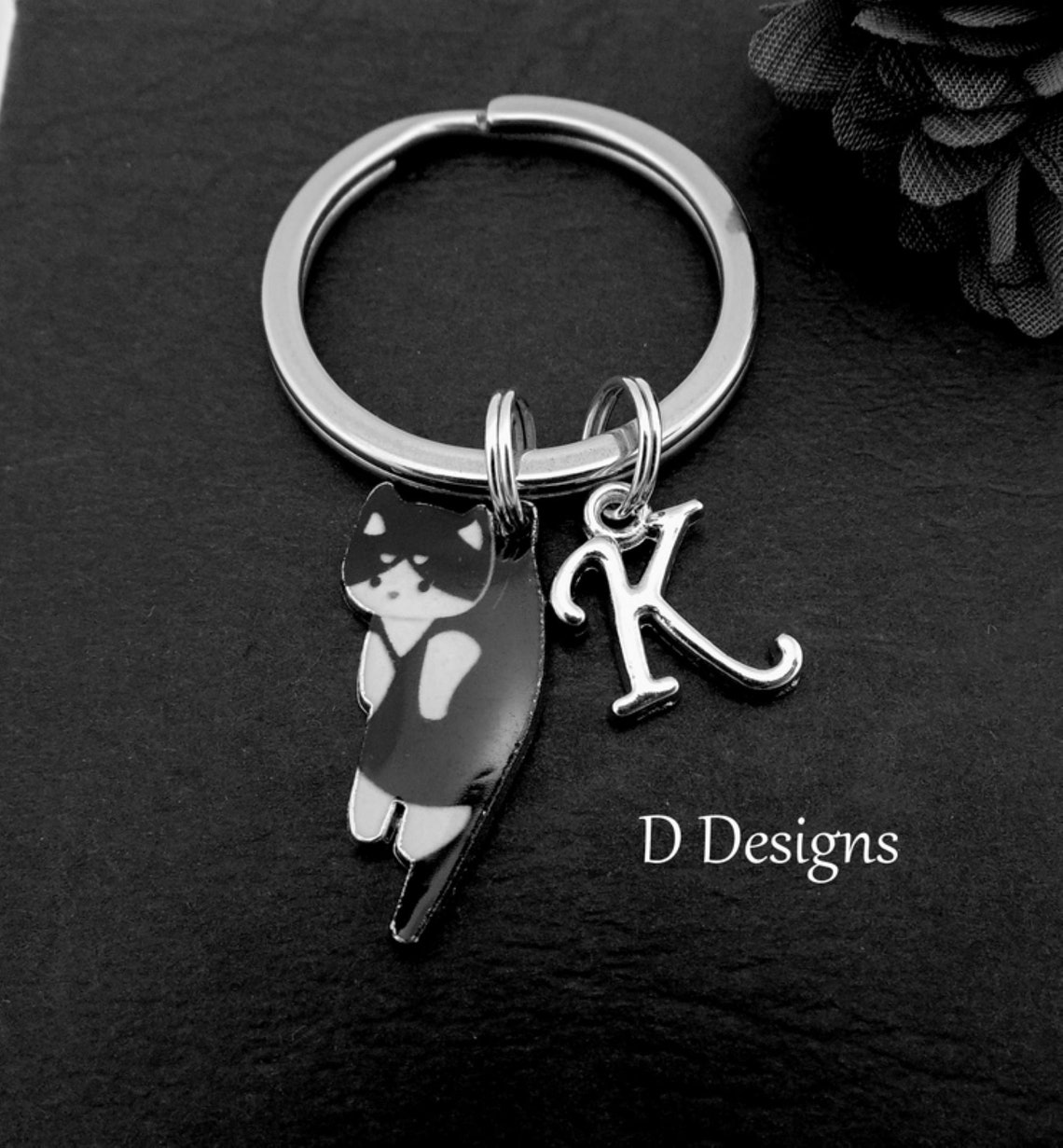 Cat Keyring Personalised Black Kitten Key Chain Animal Pet Etsy UK