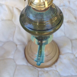 Stunning Jack Pott signed drip glaze stoneware oil lamp