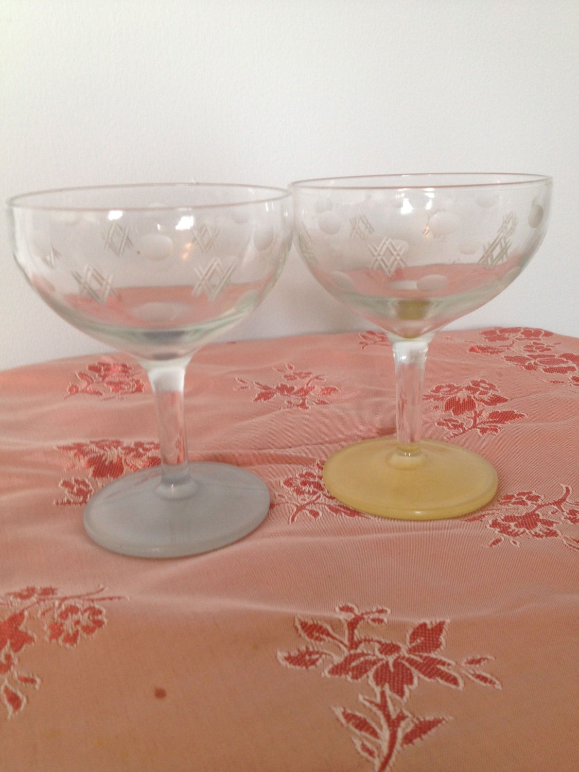 Polka Dot Champagne Coupe Glasses Set of 2 12 oz by The Wine