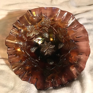 Millersburg Carnival Glass bowl - beautiful amethyst color! RARE!