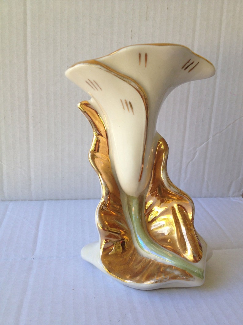 Kass China Calla Lily 22k Gold Vase Etsy