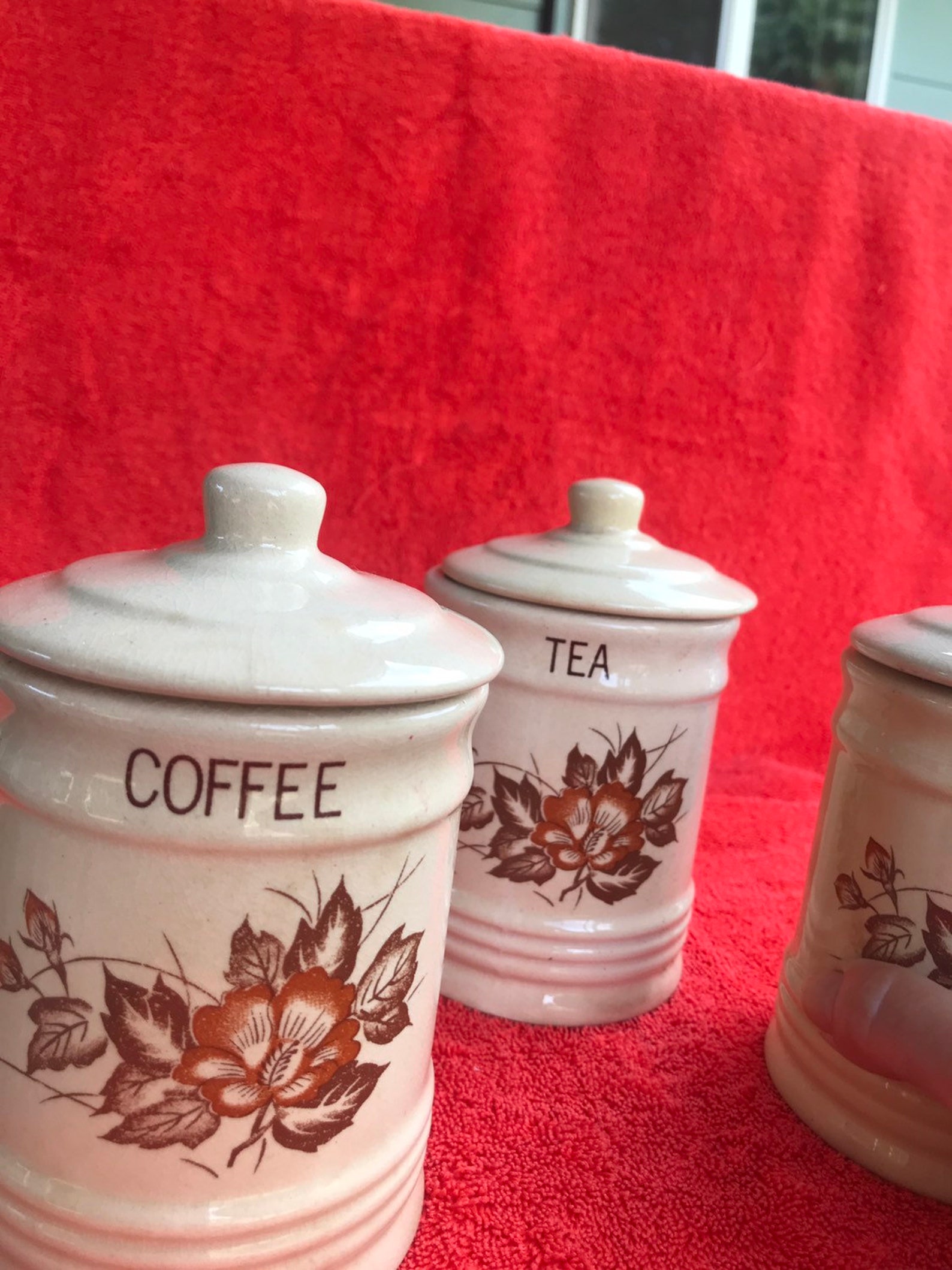 Wild Rose Ceramic Coffee Tea and Sugar Mini Canister Set Etsy