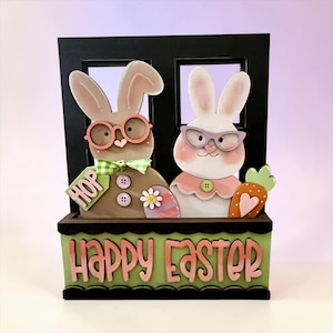 DIY Happy Easter, Interchangeable Window Insert Kit, Easter Bunny with Carrots