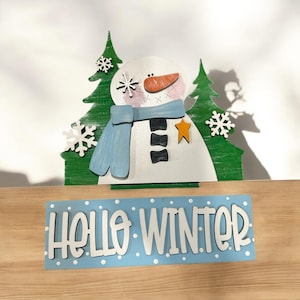 Hello Winter Window Interchangeable Insert, Insert Window, Inserts, Window Box Add-on,  Window Inserts, Decor, Add on Only, Shelf Sitter